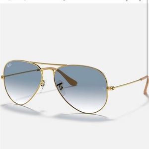 Gold Rim Blue Shade Ray Ban Aviator